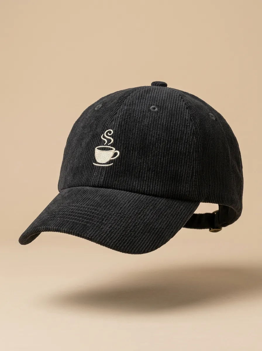 Classic Coffee-Lover Corduroy Embroidered Unisex Baseball Cap