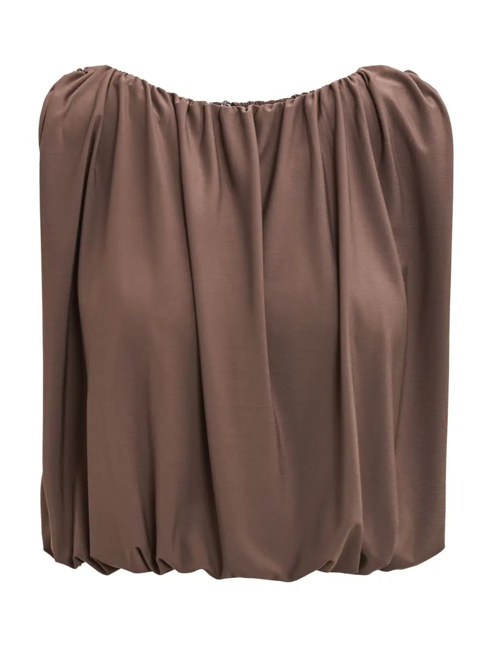 Brown Sleeveless Bubble Hem Ruched Top