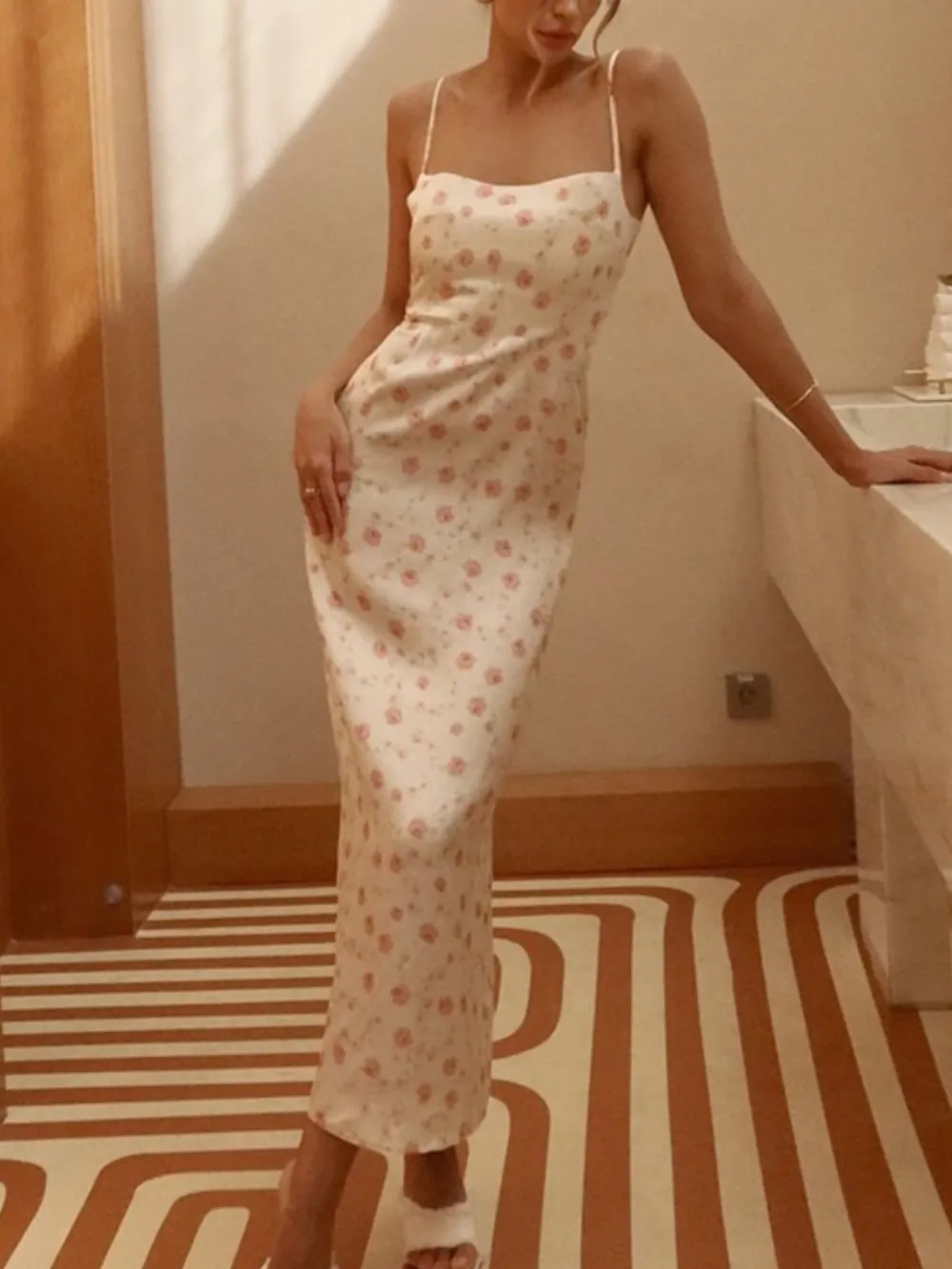 Everyday Print Spaghetti Strap Midi Dress