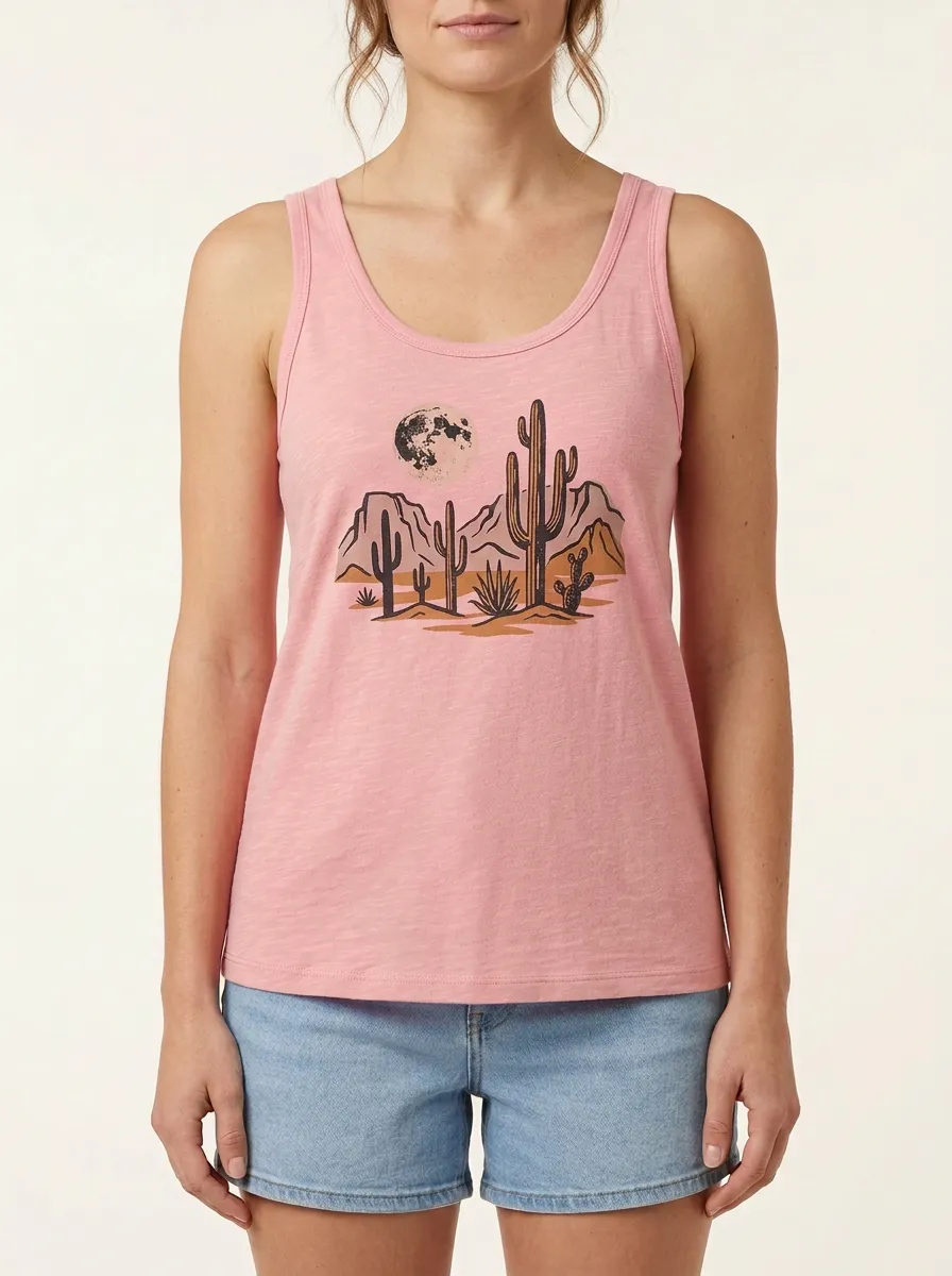 Festival Cactus Moon Built-In Bra Tank Top