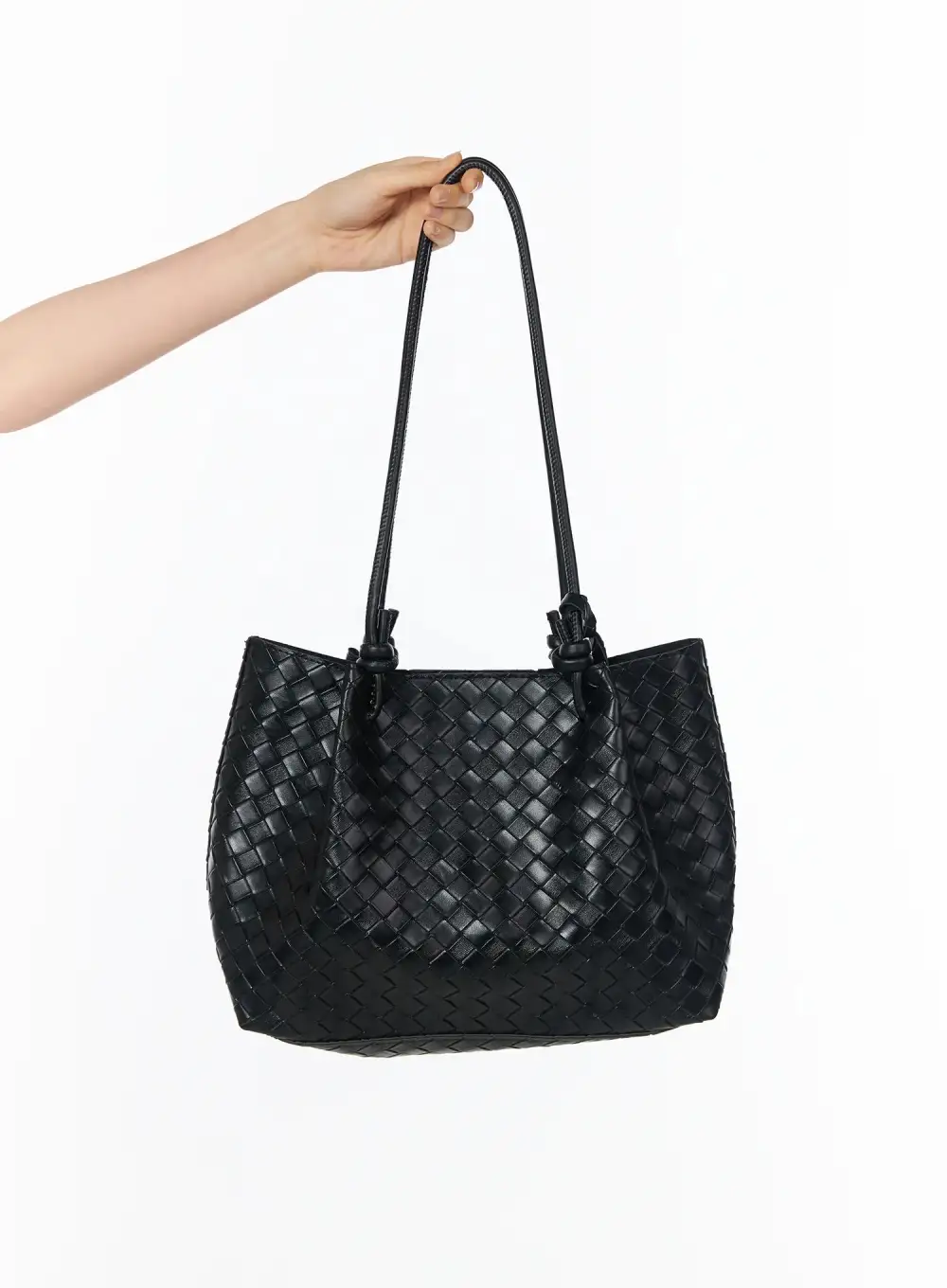 Woven Leather Shoulder Bag and Pouch Set