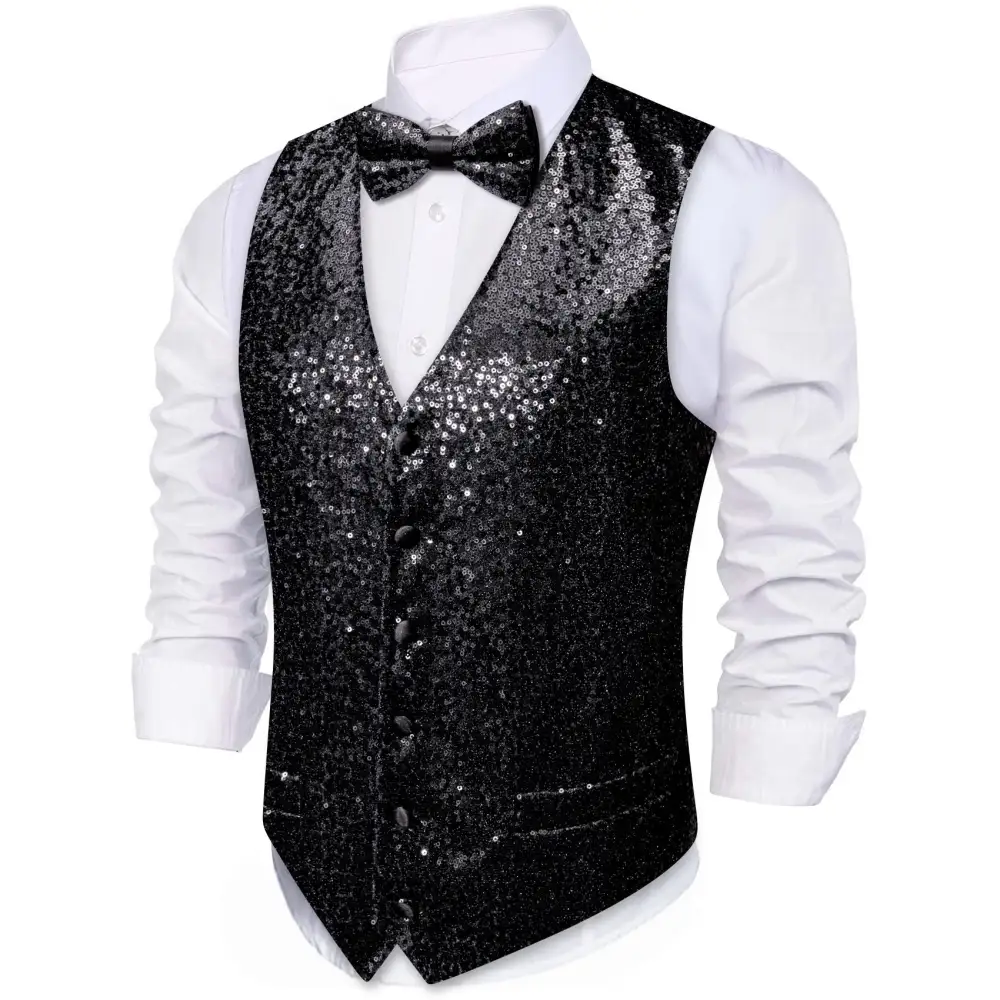 Vest Shining Bow Tie Set