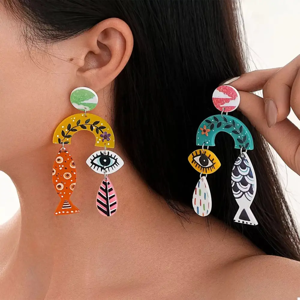Symbol Fish Dangle Earrings