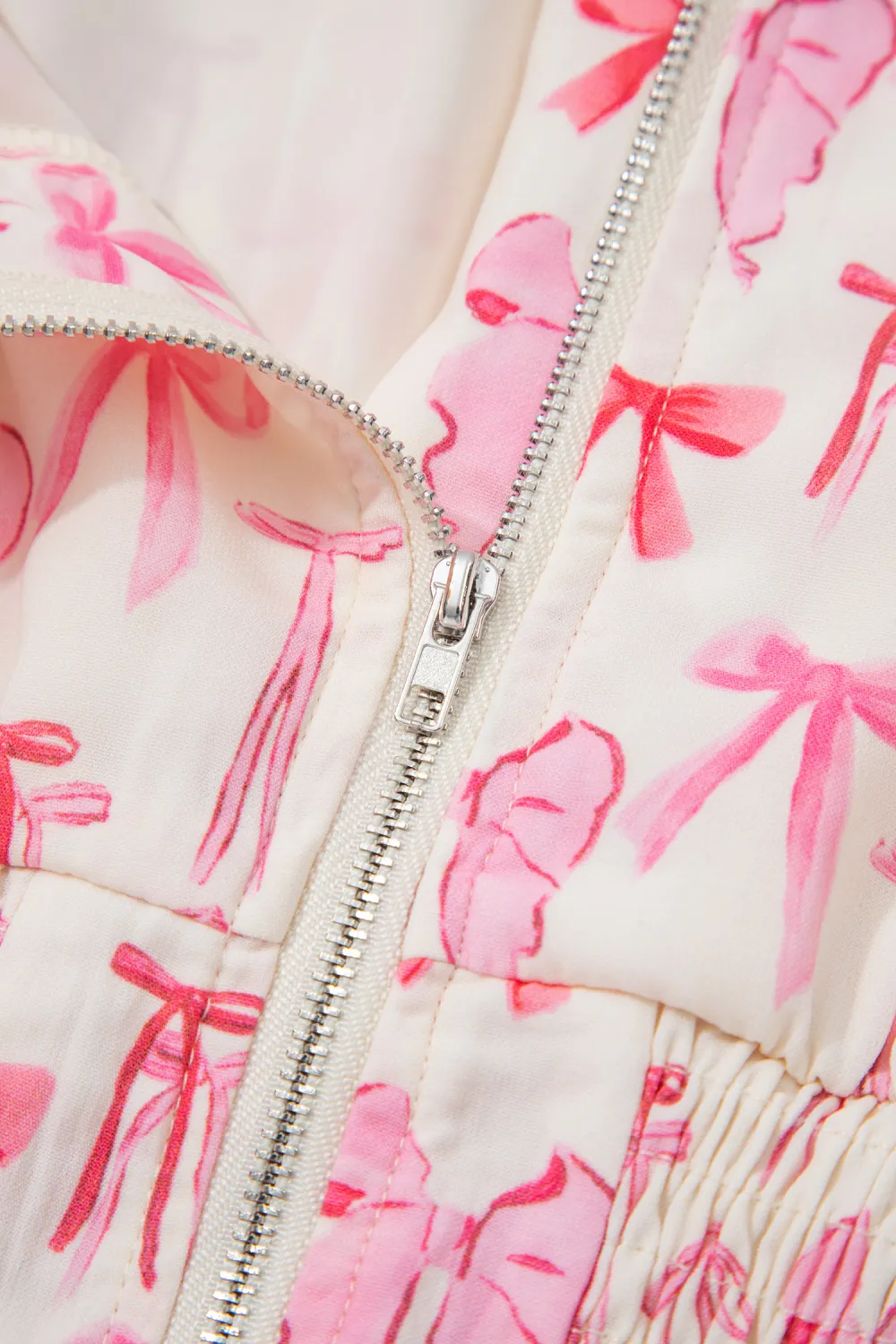 Pink Zip Front Bow Mini Dress