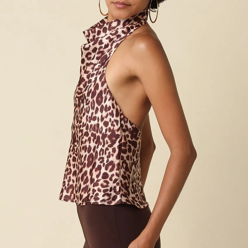 Inez Leopard Halter Top