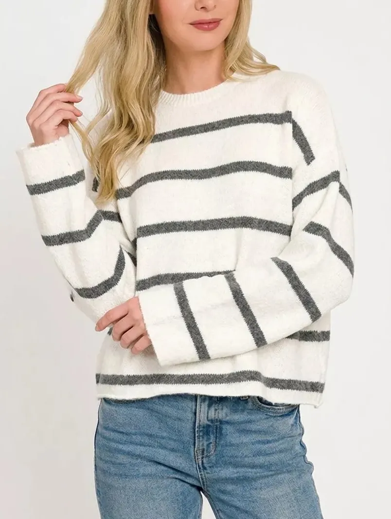 Soft Wool Blend Striped Sweater