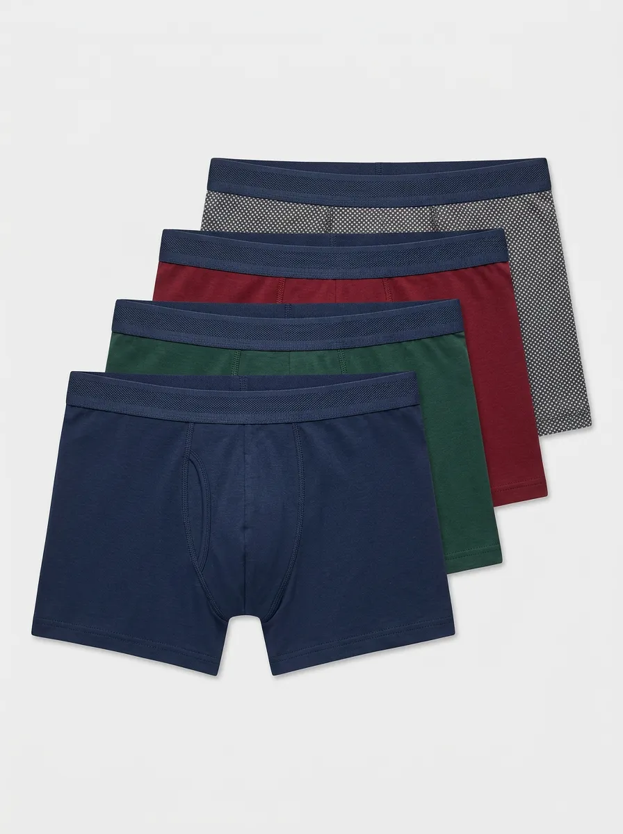 Refined Cotton Patterned Outdoor Look Men's Four Pack Boxer Briefs