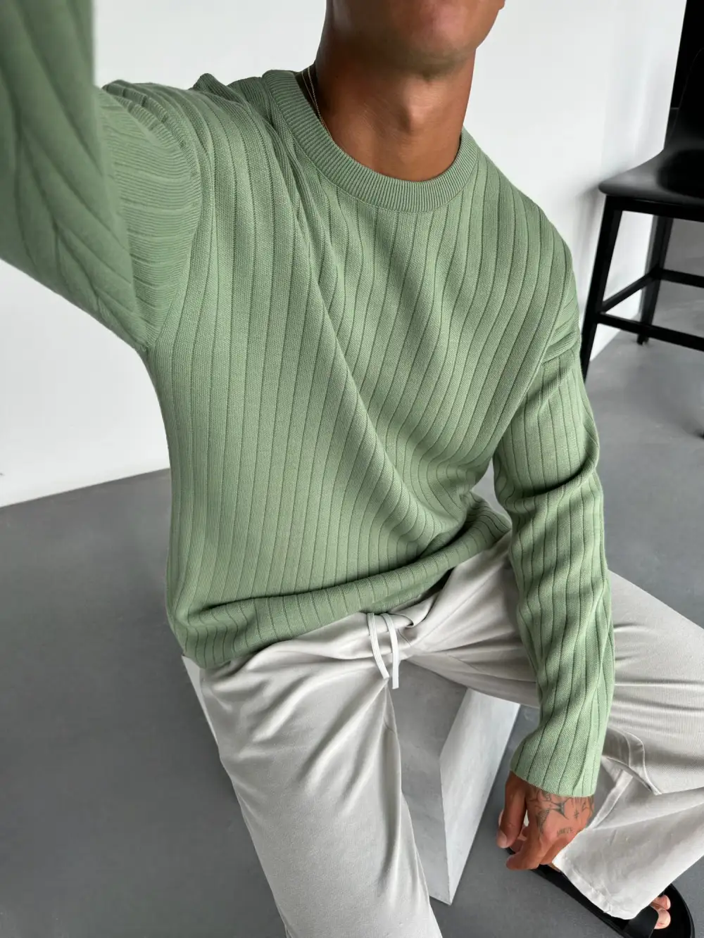 Athletic Relaxed Knit Sweatshirt