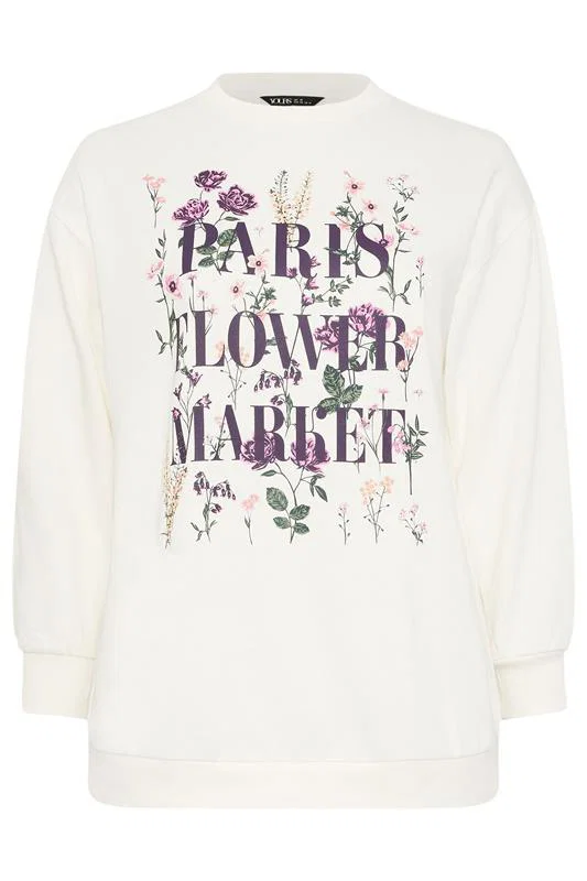 White 'Paris Flower Market' Floral Sweatshirt detail 4