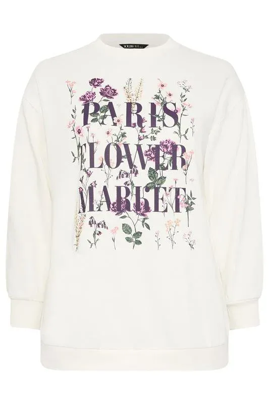 White 'Paris Flower Market' Floral Sweatshirt