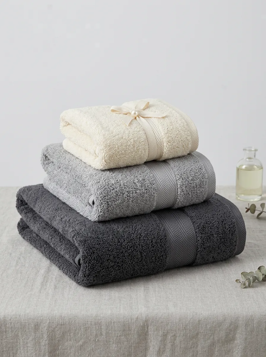 Textured Herringbone Three-Piece Towel Set