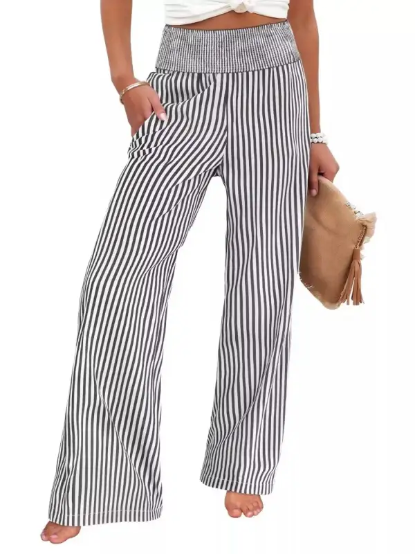 Refined Striped Wide Leg Pants
