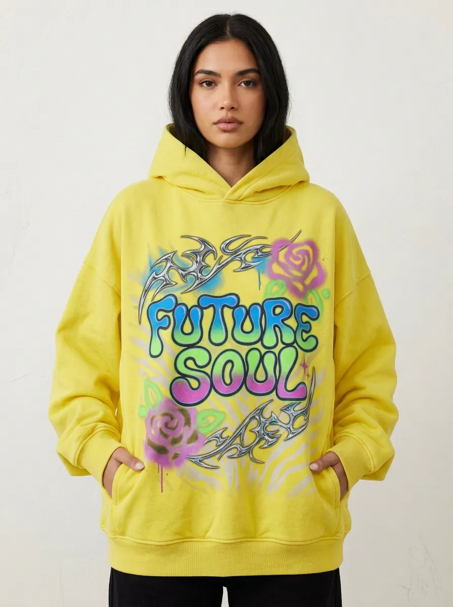 Unisex Streetwear Tribal Rose Hoodie
