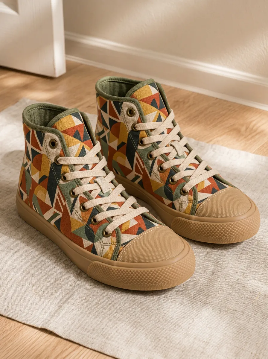 Unisex Refined Retro Geometric Pattern Patterned Canvas Shoes