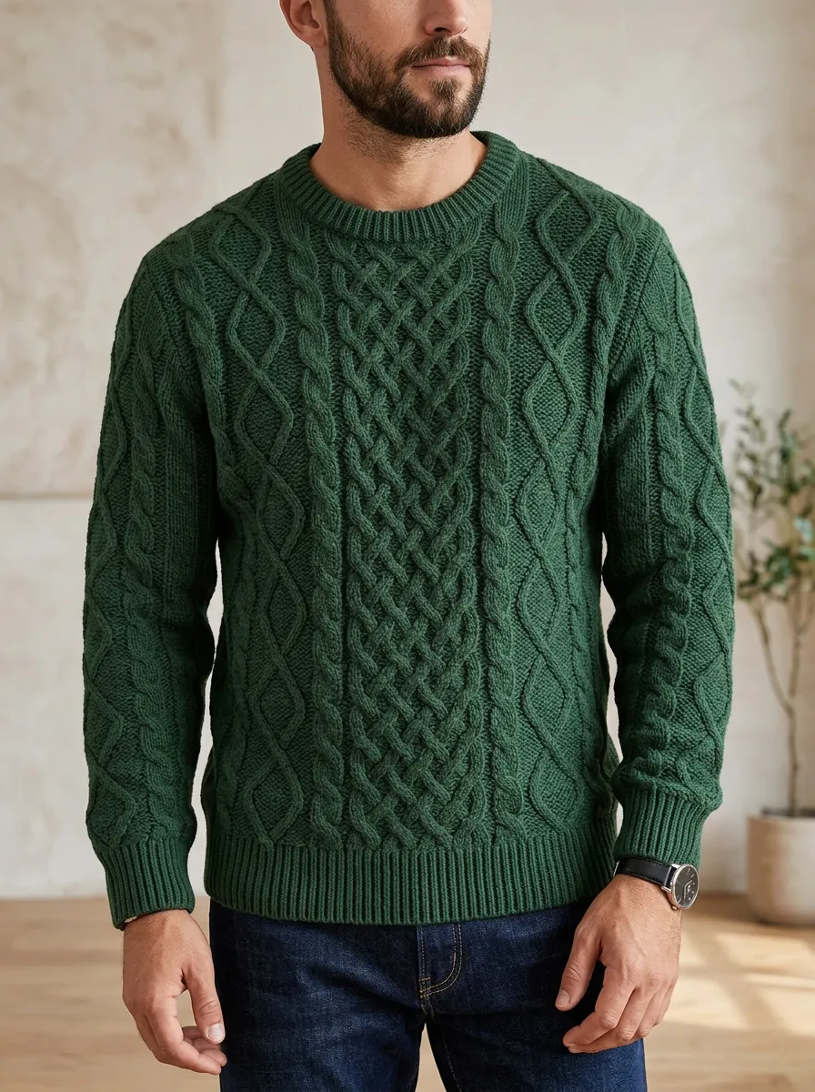Men’s Ribbed Cable-Knit Everyday Weekend Sweater