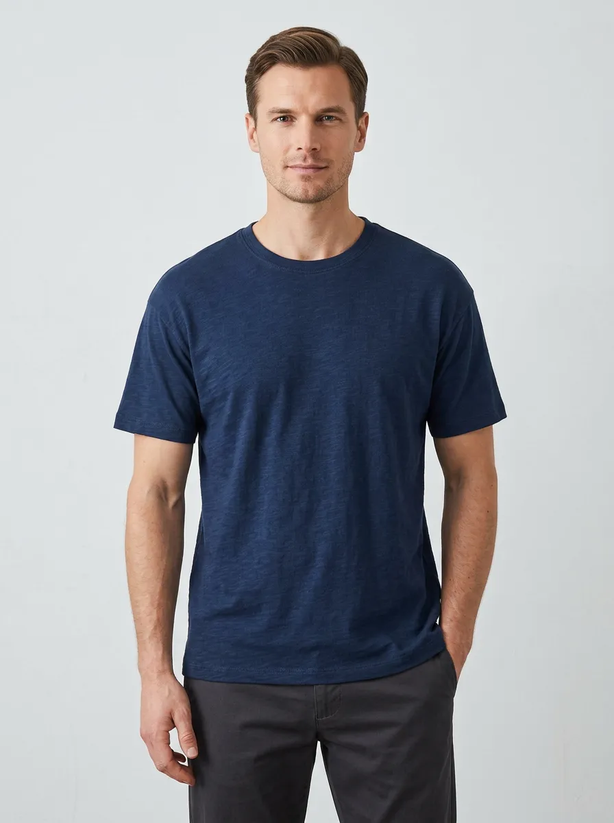 Rustic Minimalist Men's Cotton Crew Neck T-Shirt