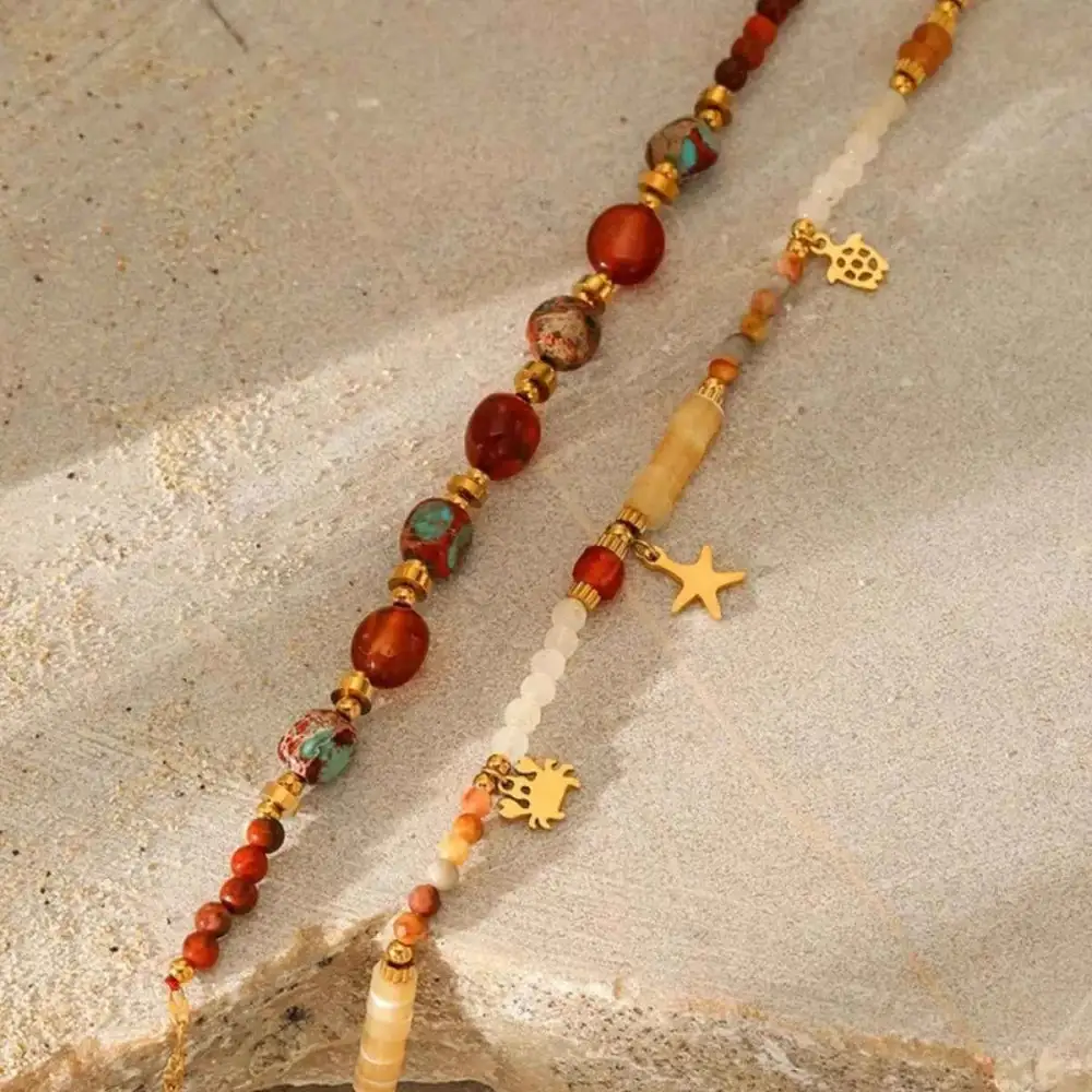 Two Piece 18K Gold Plated Bead Necklace
