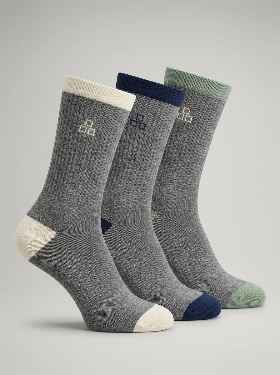 Comfort Geometric Men's Three-Pair Crew Socks
