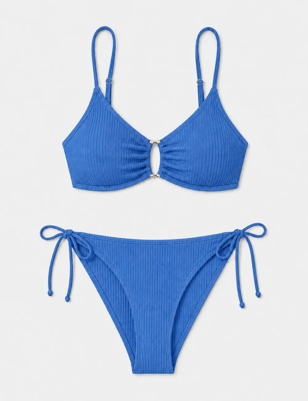 Tone Metal Accents Triangle Bikini Set