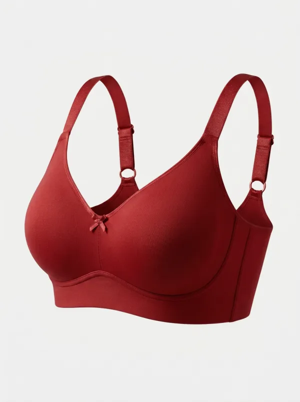 Women's Dusty Rose Full Coverage Bowknot Solid Color Bra Top