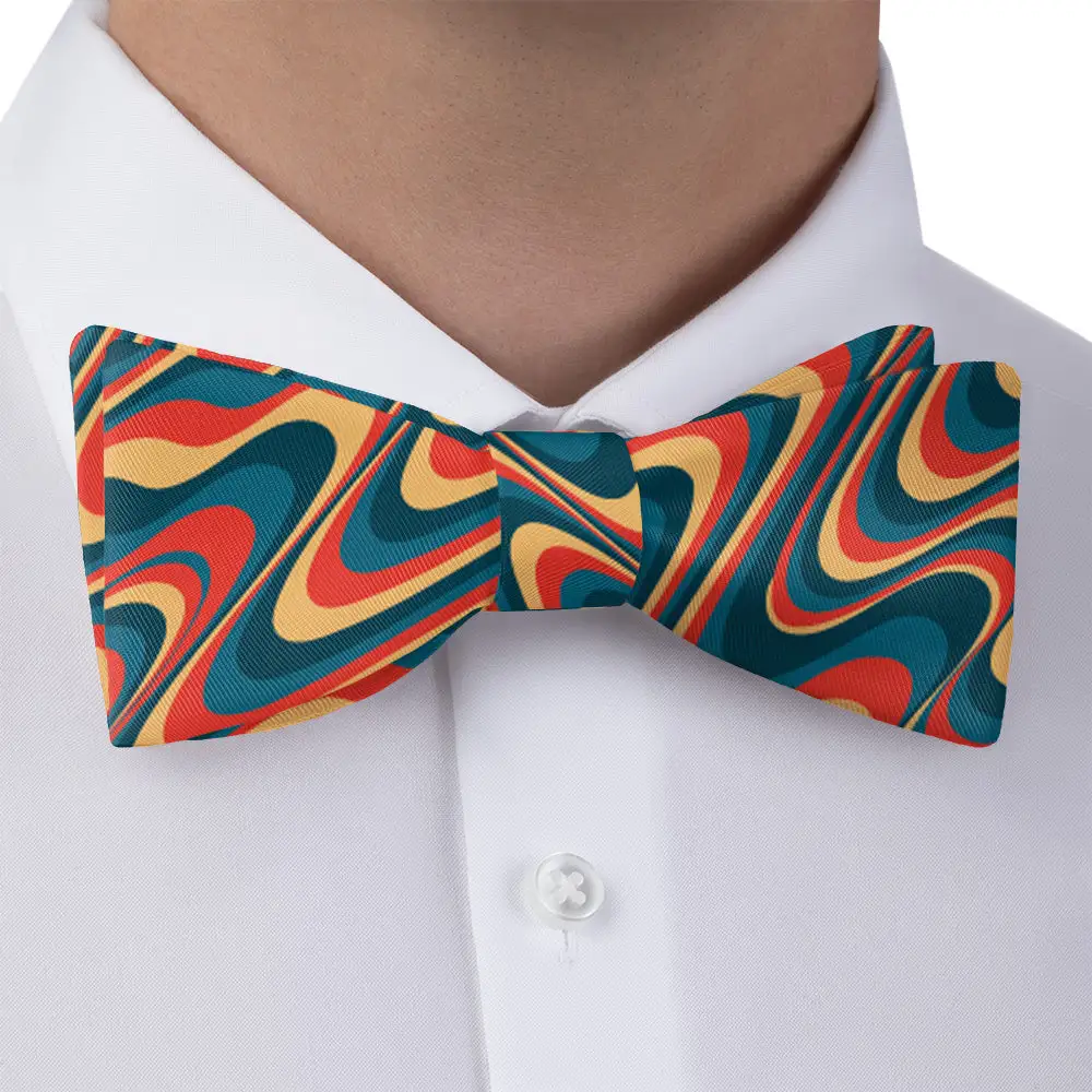 Retro Ripple Pattern Bow Tie