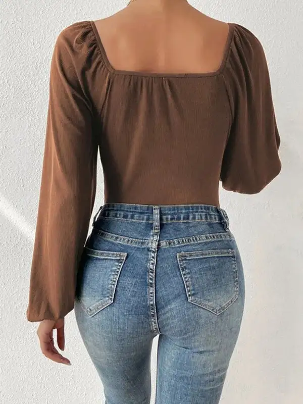 Square Neck Long Sleeved Jumpsuit