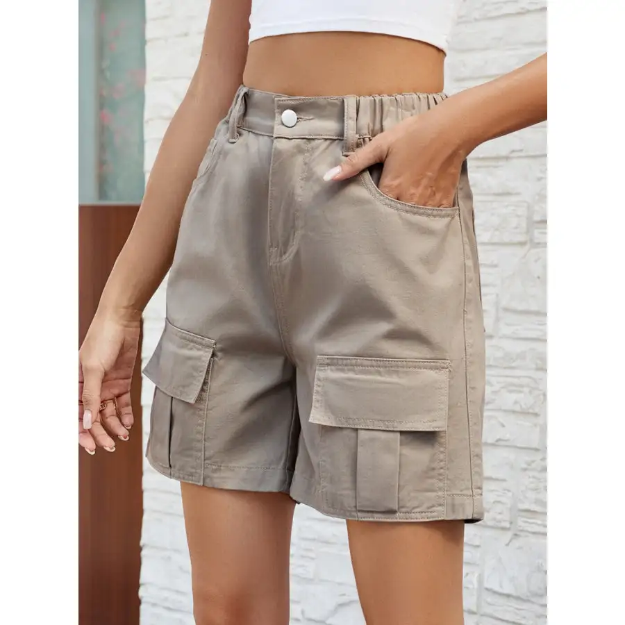 Pocketed High Waist Denim Shorts