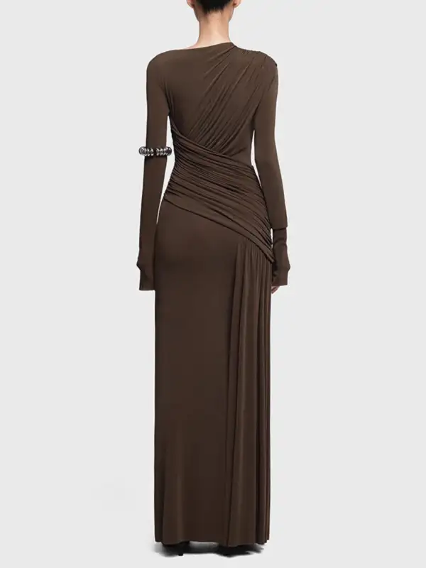 Drape Ruched Long Sleeve Maxi Dress