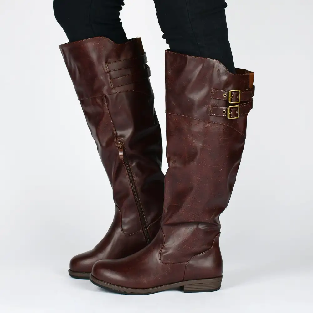 Double Strap Knee High Riding Boots