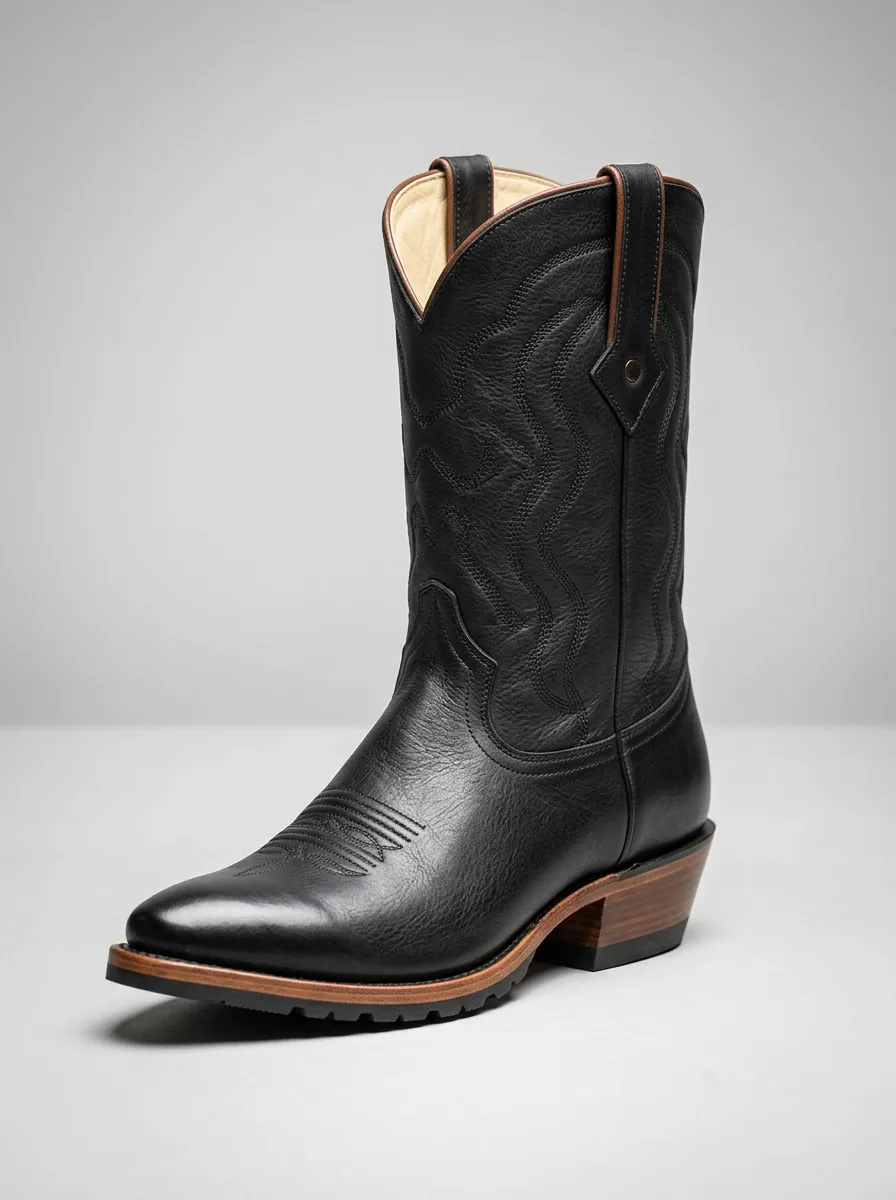 Men's V-Cut Wave-Stitch Lug-Sole Western Boots