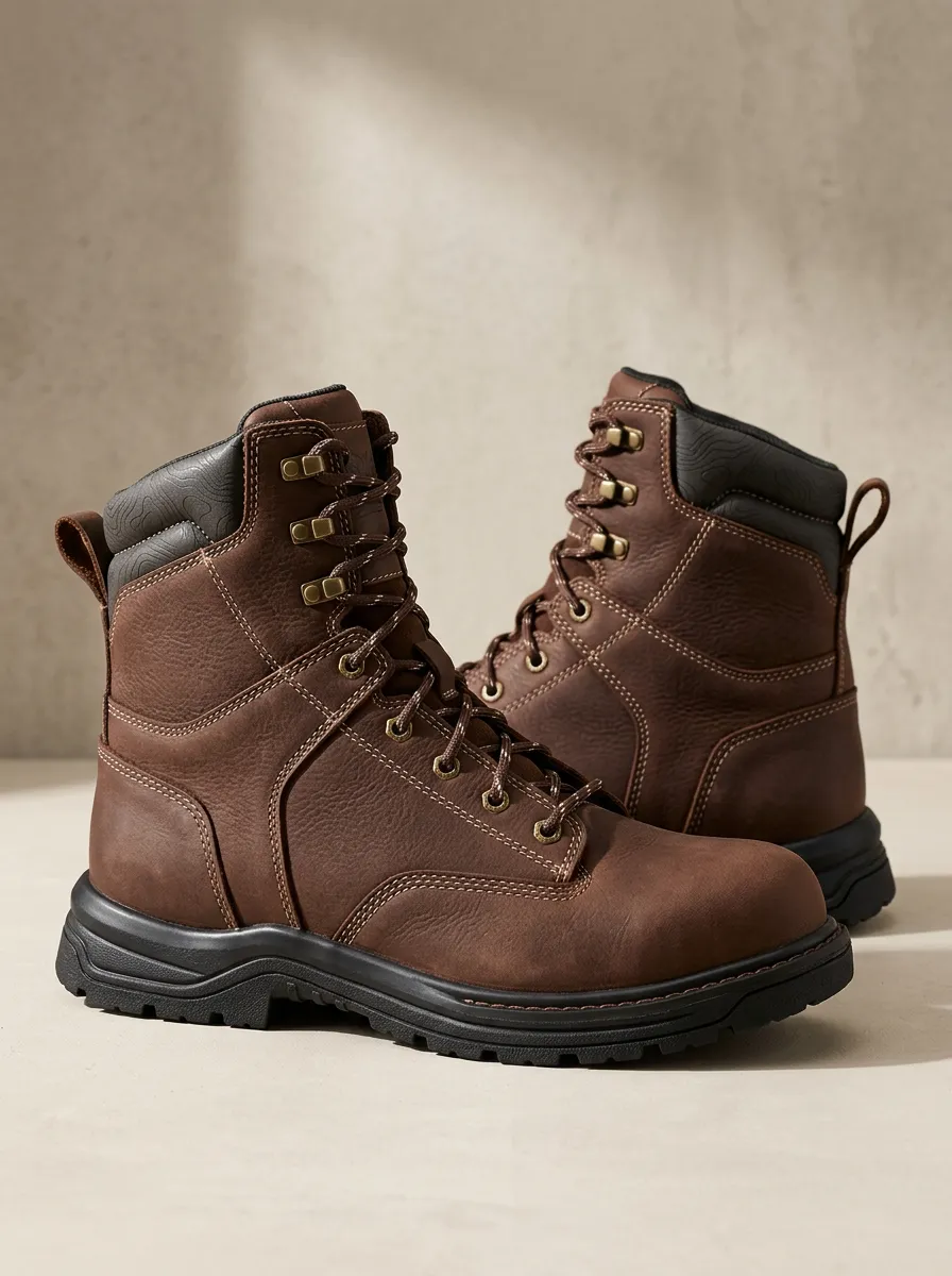 Men's Trail Style Topographic Pattern Work Boots