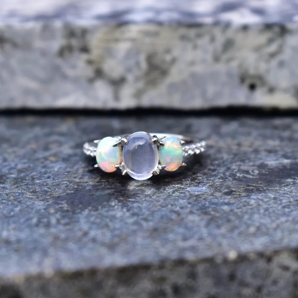 Mystic Moon Moonstone Opal Ring