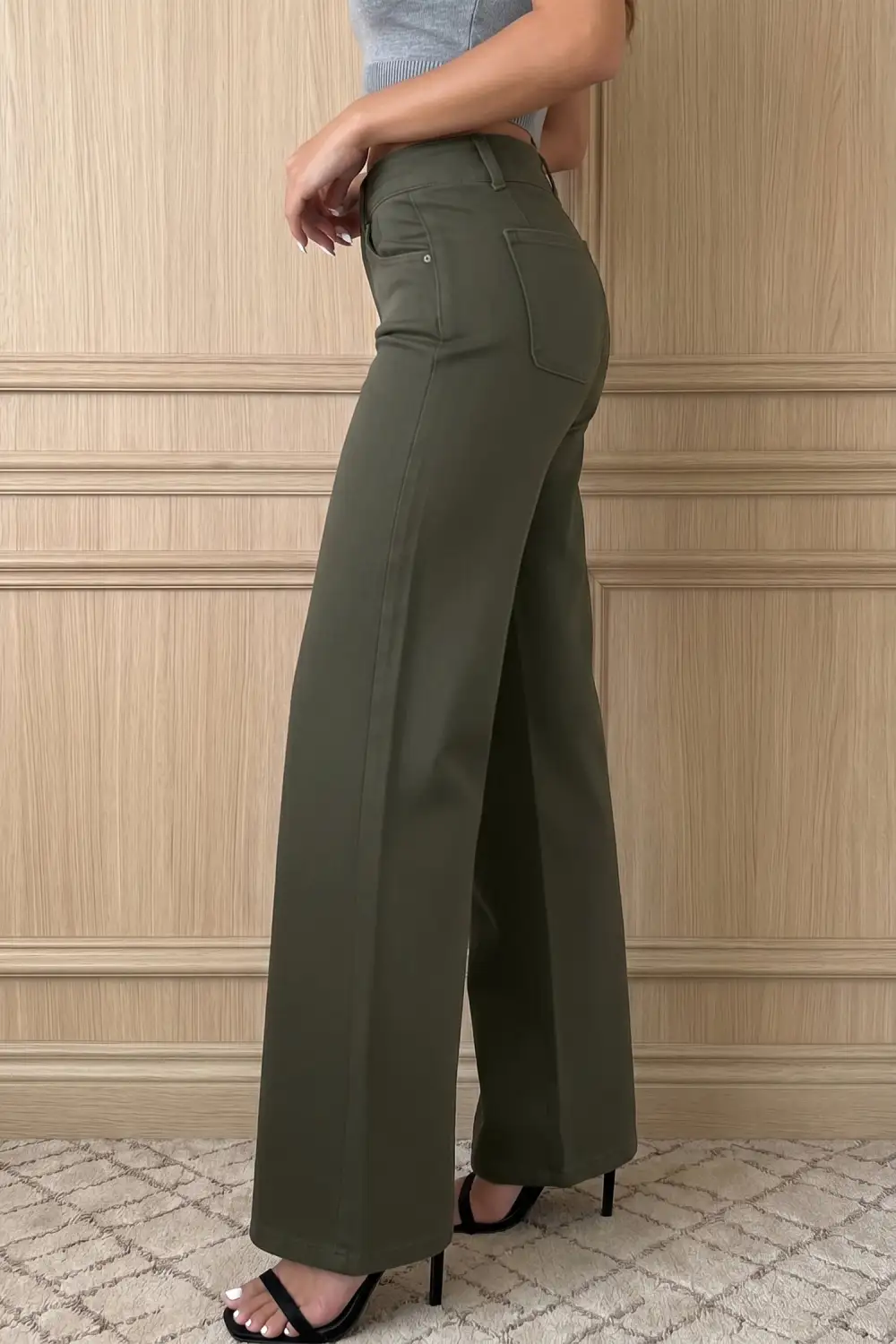 Women's Two Button High Waist Wide Leg Jeans