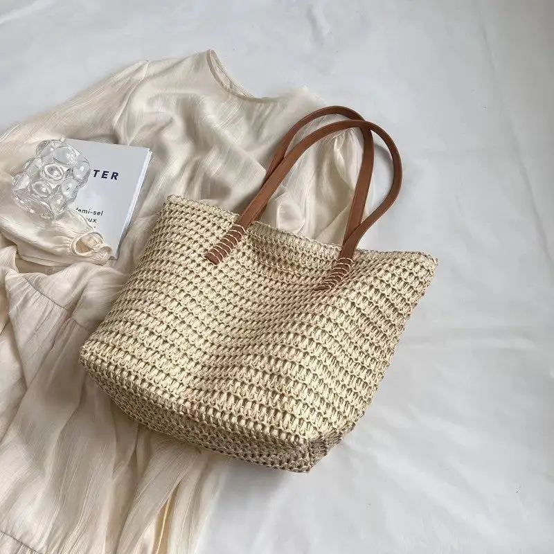 Roomy Straw Shoulder Bag
