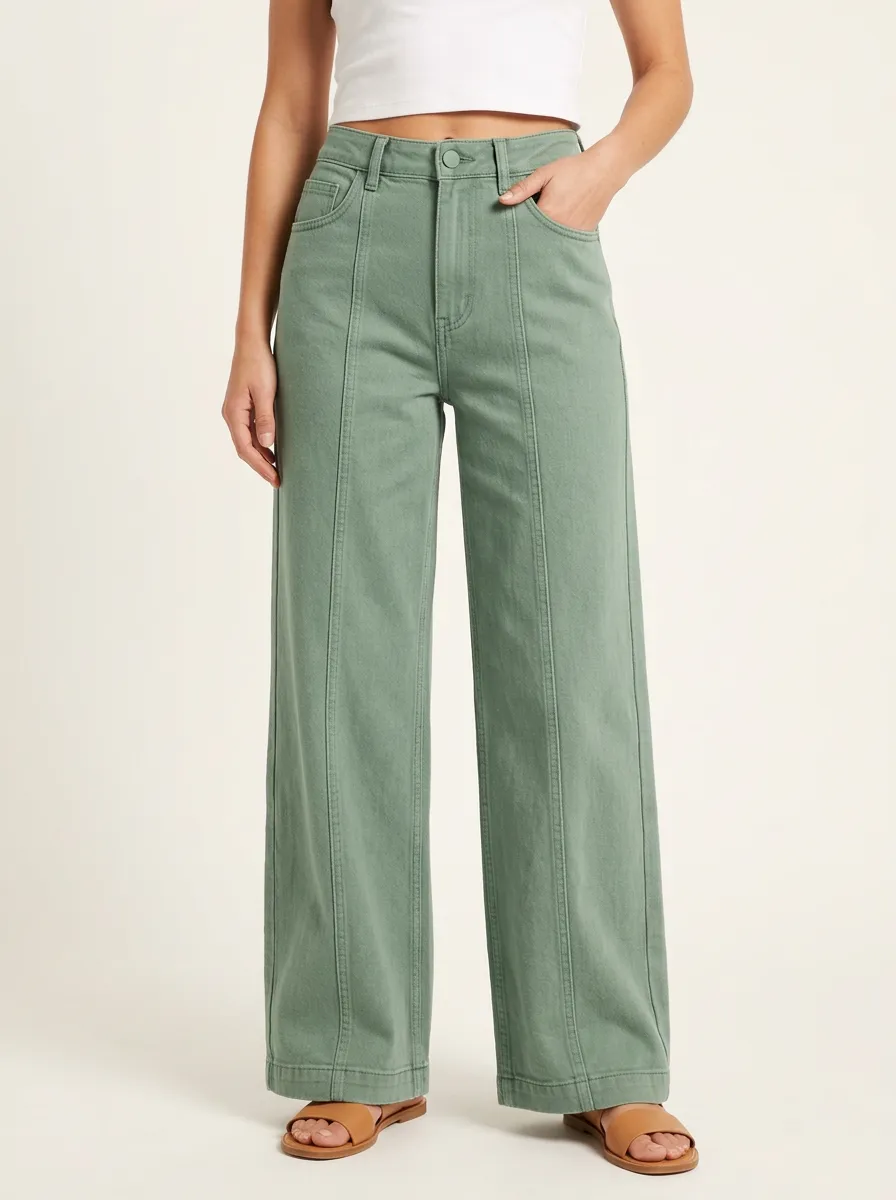 Women's Front-Seam Wide-Leg Pants
