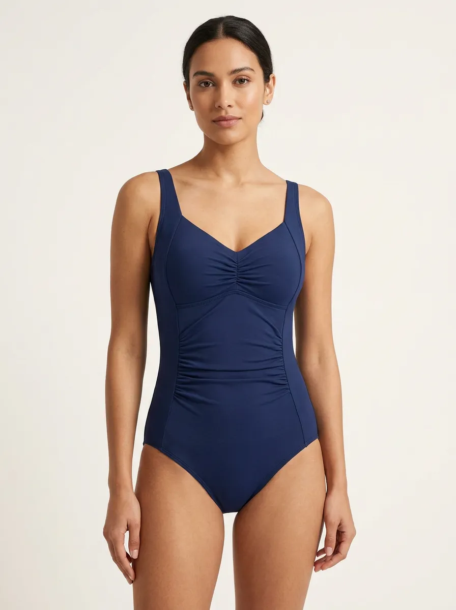 Refined Ruched Tummy-Control One-Piece Swimsuit