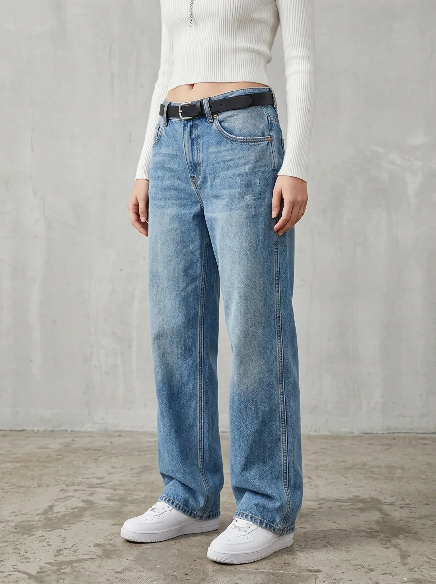 Women's Modern Casual Wide Leg Denim Baggy Jeans