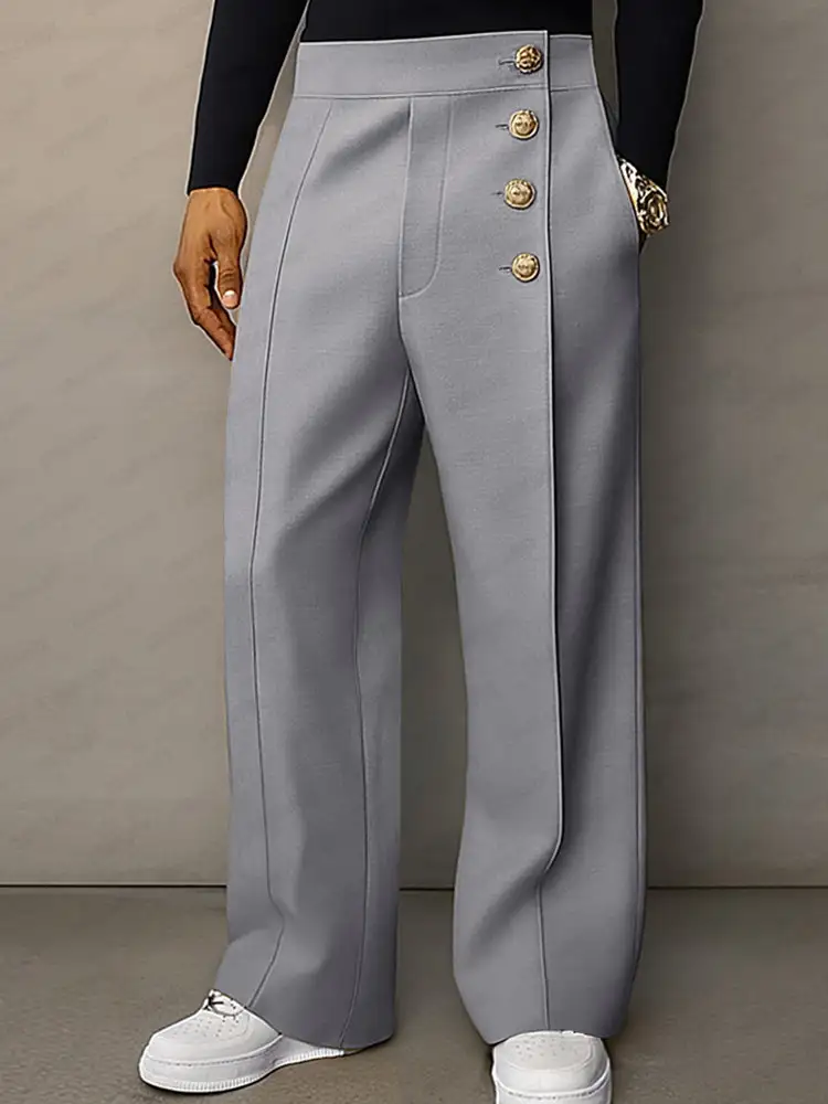 Soft Touch Button Detail Dress Pants