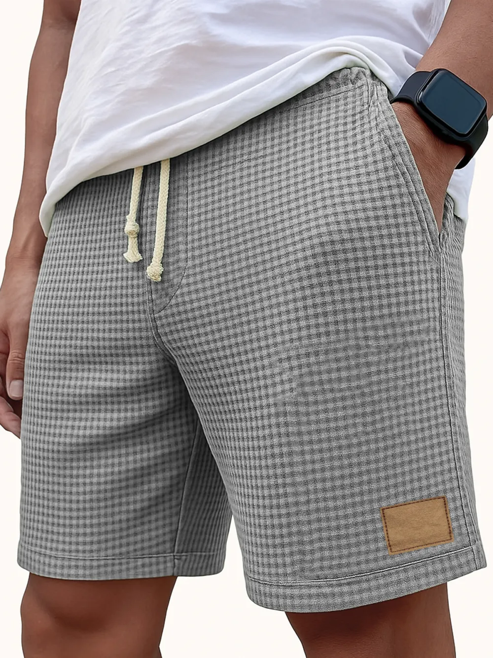 Textured Knit Seamed Detail Relaxed Shorts