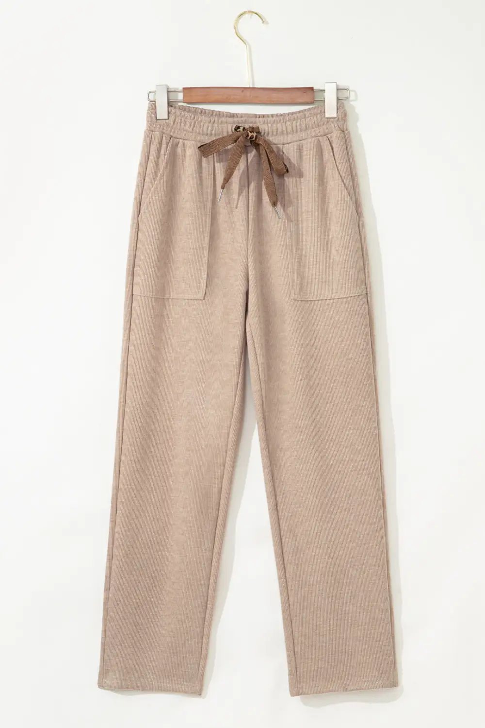 Corduroy Leopard Drawstring High Waist Trousers