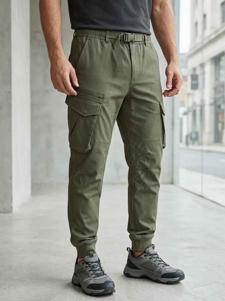 Refined Geometric Graphic Print Daily Wear Men's Cargo Jogger Pants