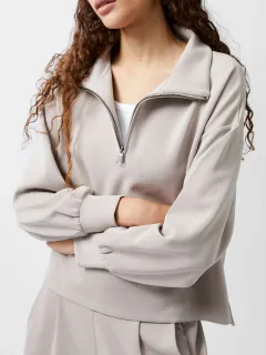 Basic Zip-Neck Sweatshirt With A Lazy Feel