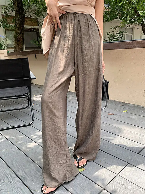 Women's High Waist Pleated Pocket Loose Fit Pants