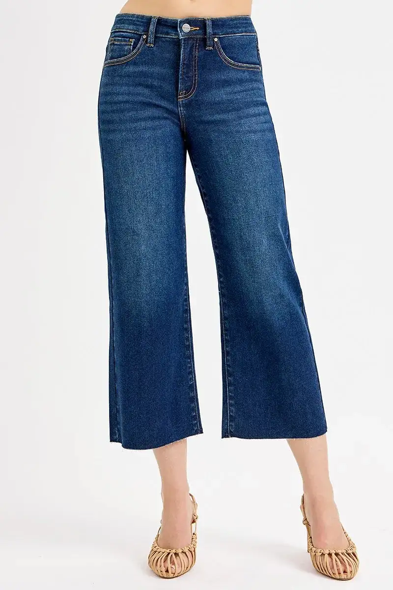 Clean Line Denim High Rise Wide Leg Pocketed Jeans