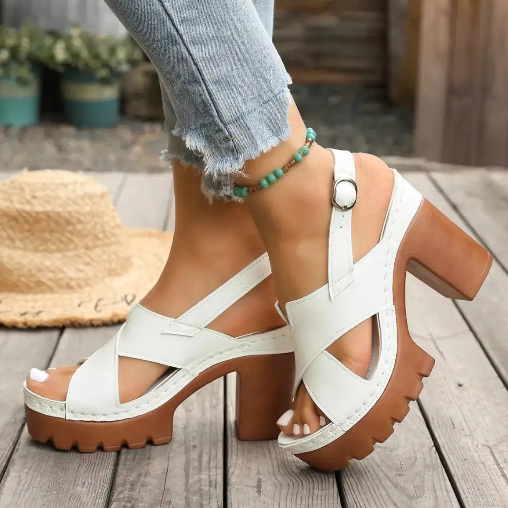 Boho Open Toe Block Heels Sandals