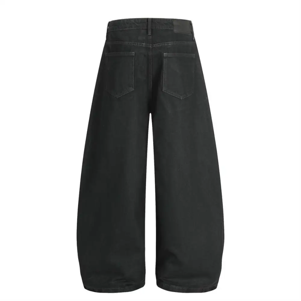 Relaxed Men's Wide Leg Distressed Washed Denim Jeans