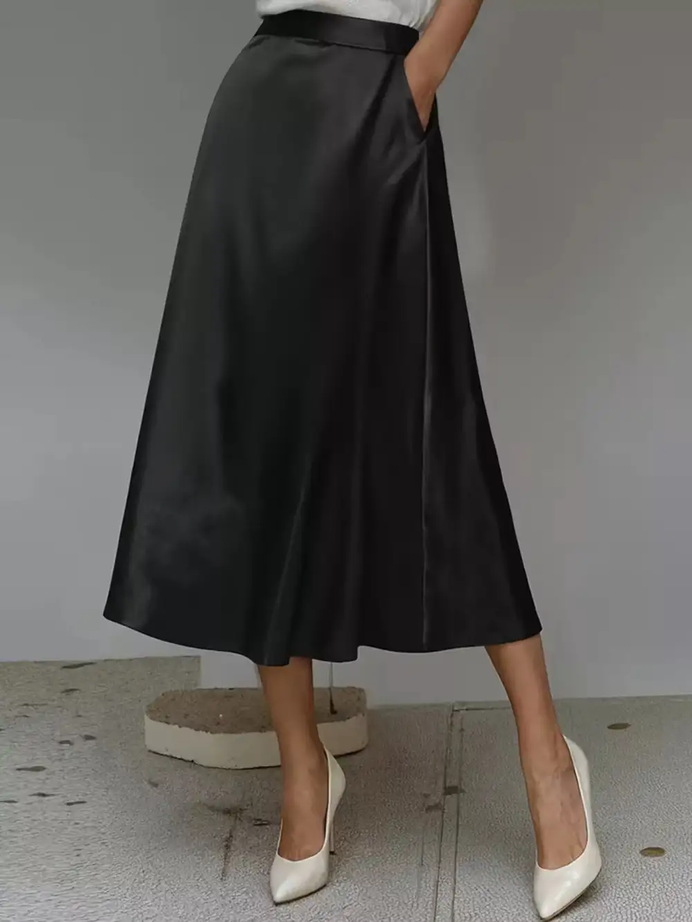 Everyday Satin Midi Skirt