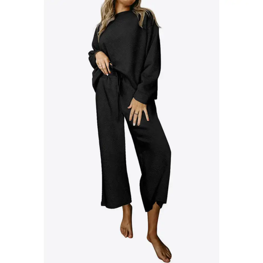 Dropped Shoulder Top and Pants Set