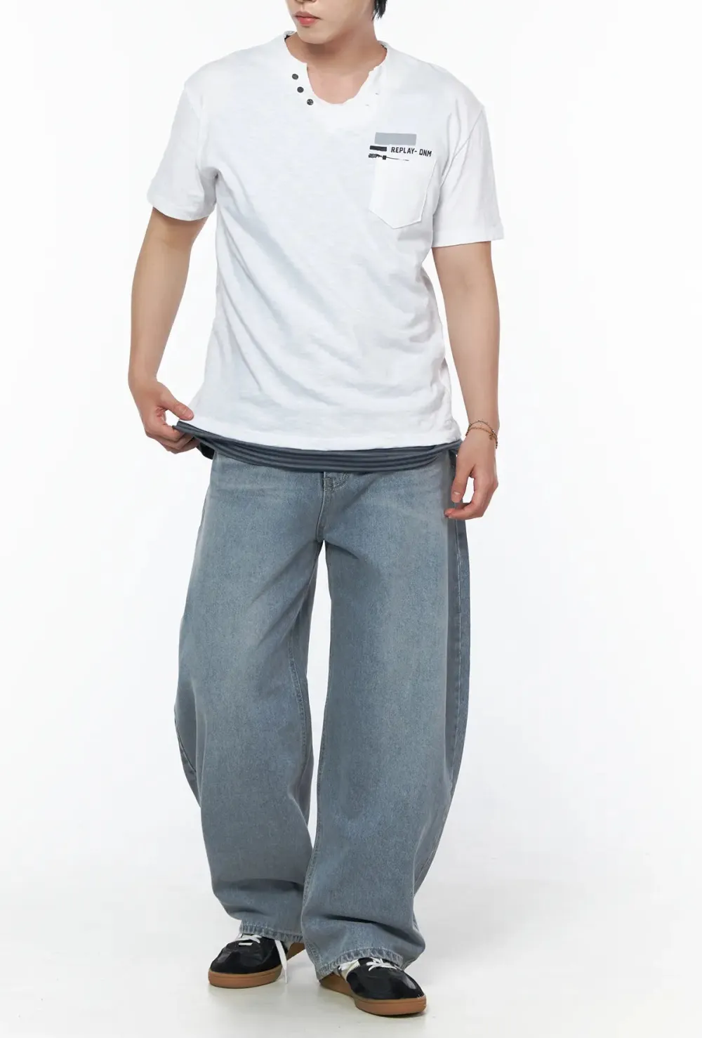 Men's Button Detail Logo T-Shirt