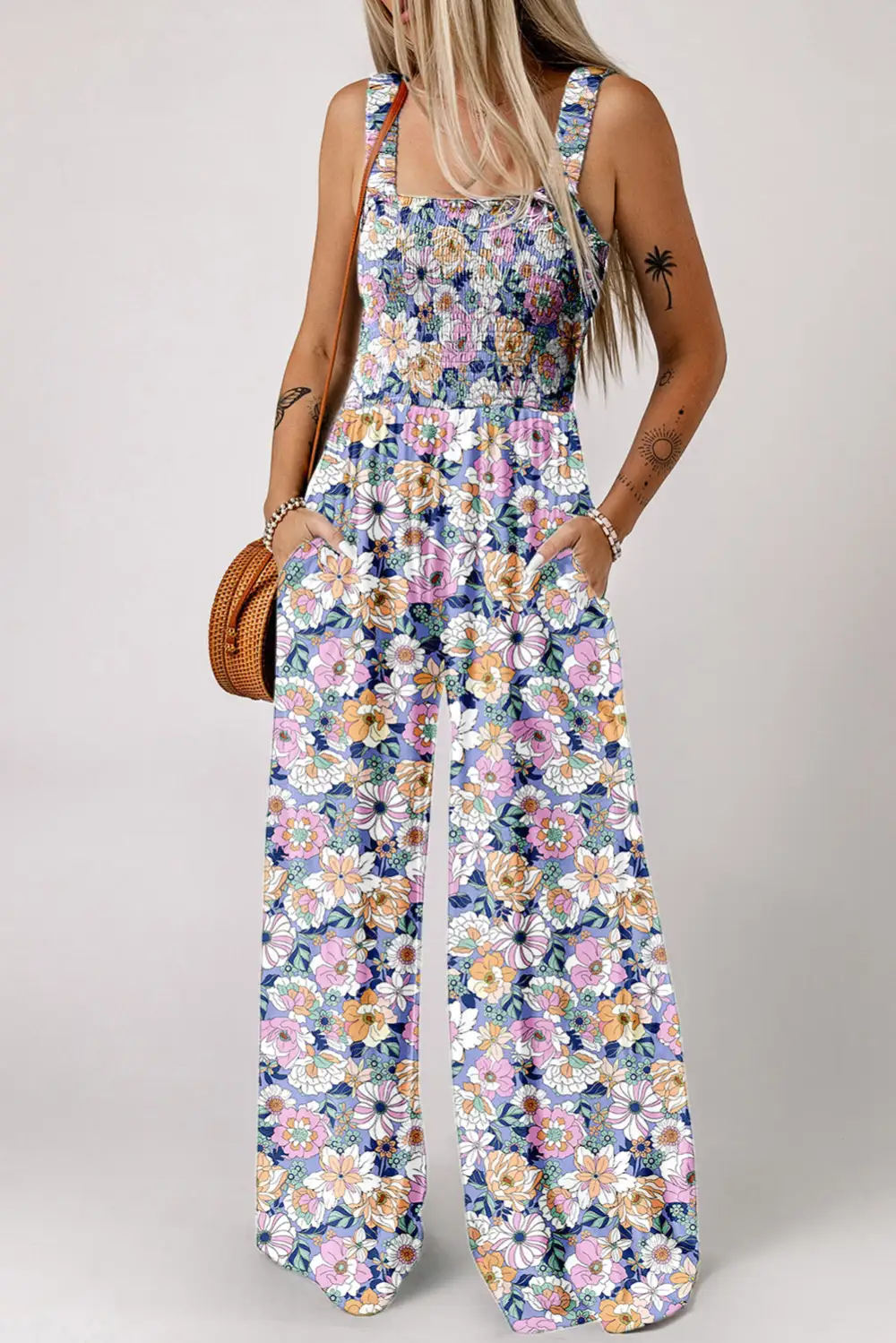 Textured Lace Trim Jumpsuit